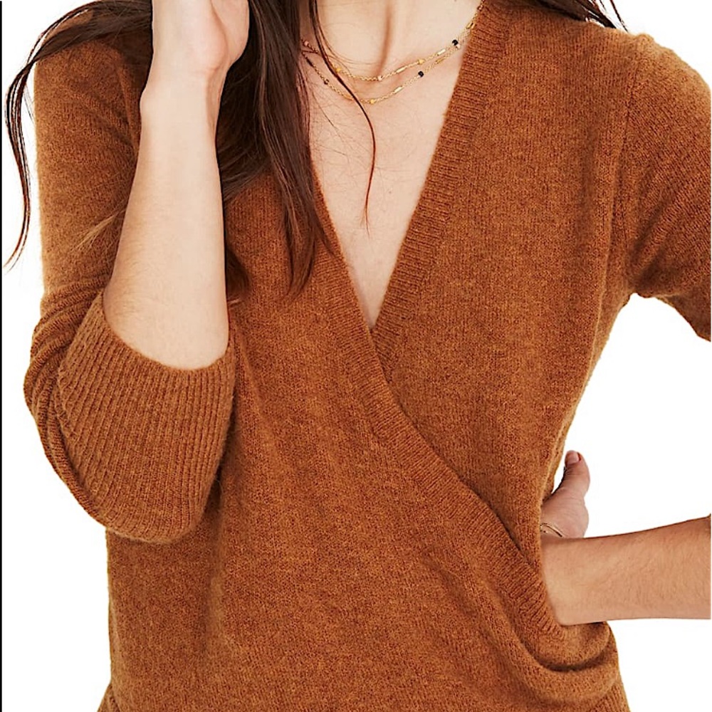 Madewell Faux Wrap Pullover Sweater - Picture 1 of 5